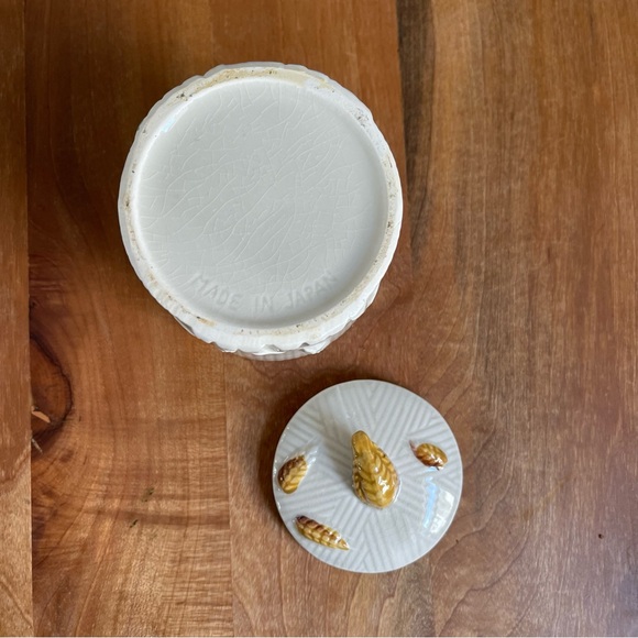 Vintage Lefton 5" Ceramic Art Pottery Canister Orange Poppy Wheat with Lid Japan - Picture 6 of 7